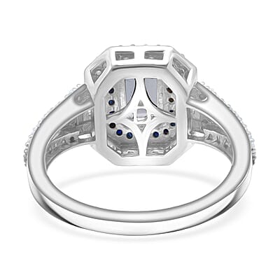 D'Joy Mangoro Aquamarine, Multi Gemstone Ring in Rhodium Over Sterling Silver 1.70 ctw (Size 10.0)