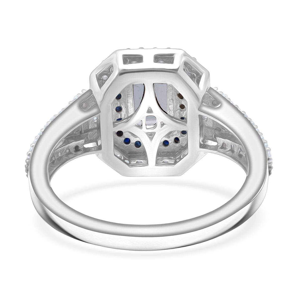 Doorbuster D'Joy Mangoro Aquamarine and Multi Gemstone 1.70 ctw Royal Heirloom Ring in Rhodium Over Sterling Silver (Size 7.0) image number 4