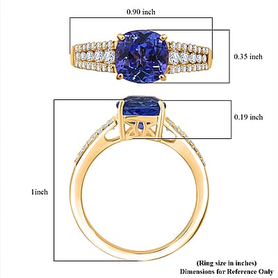 Tanzanite, Lab Grown Diamond Ring in 10K Yellow Gold 2.35 ctw (Size 6.0)