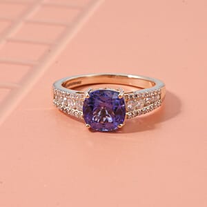   Tanzanite, Lab Grown Diamond Ring in 10K Yellow Gold 2.35 ctw (Size 7.0)