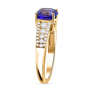  Tanzanite, Lab Grown Diamond Ring in 10K Yellow Gold 2.35 ctw (Size 7.0)