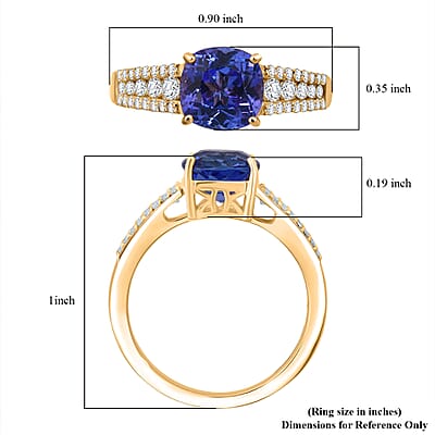 Tanzanite, Lab Grown Diamond Ring in 10K Yellow Gold 2.35 ctw (Size 7.0)