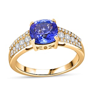   Tanzanite, Lab Grown Diamond Ring in 10K Yellow Gold 2.35 ctw (Size 8.0)