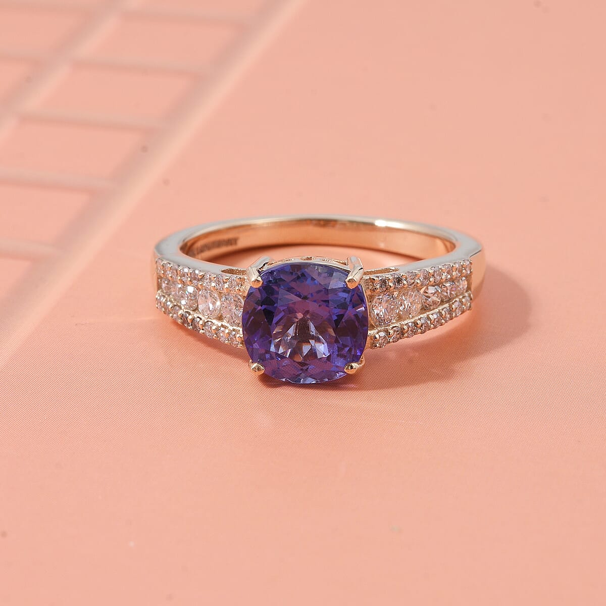   Tanzanite, Lab Grown Diamond Ring in 10K Yellow Gold 2.35 ctw (Size 9.0) image number 1