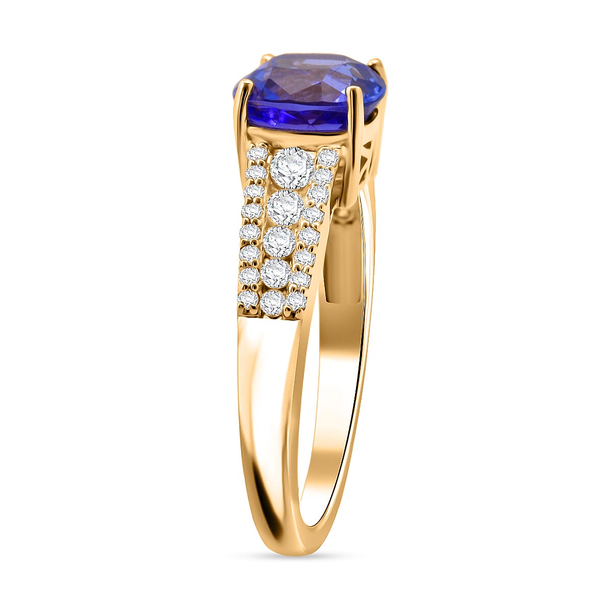   Tanzanite, Lab Grown Diamond Ring in 10K Yellow Gold 2.35 ctw (Size 9.0) image number 3