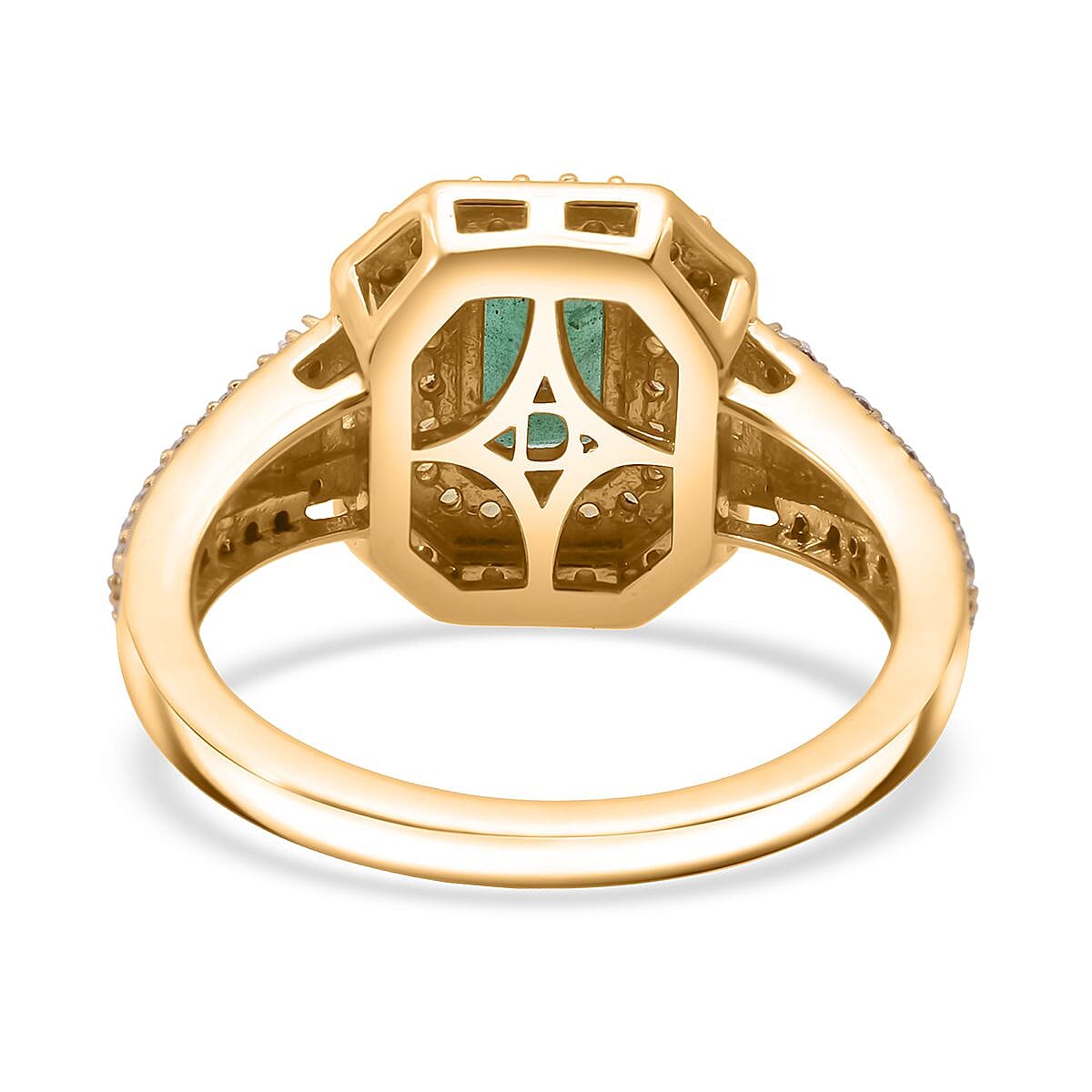 D'Joy Kagem Zambian Emerald, Multi Gemstone Ring in 18K Vermeil YG Over Sterling Silver 1.80 ctw (Size 10.0)
