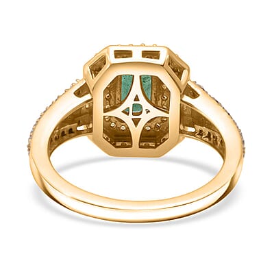 D'Joy Kagem Zambian Emerald, Multi Gemstone Ring in 18K Vermeil YG Over Sterling Silver 1.80 ctw (Size 10.0)