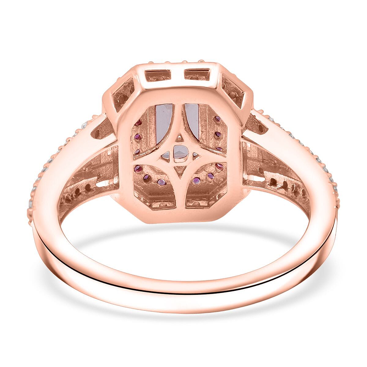 Doorbuster D'Joy Marropino Morganite and Multi Gemstone 1.70 ctw Royal Heirloom Ring in 18K Vermeil Rose Gold Over Sterling Silver (Size 5.0) image number 4