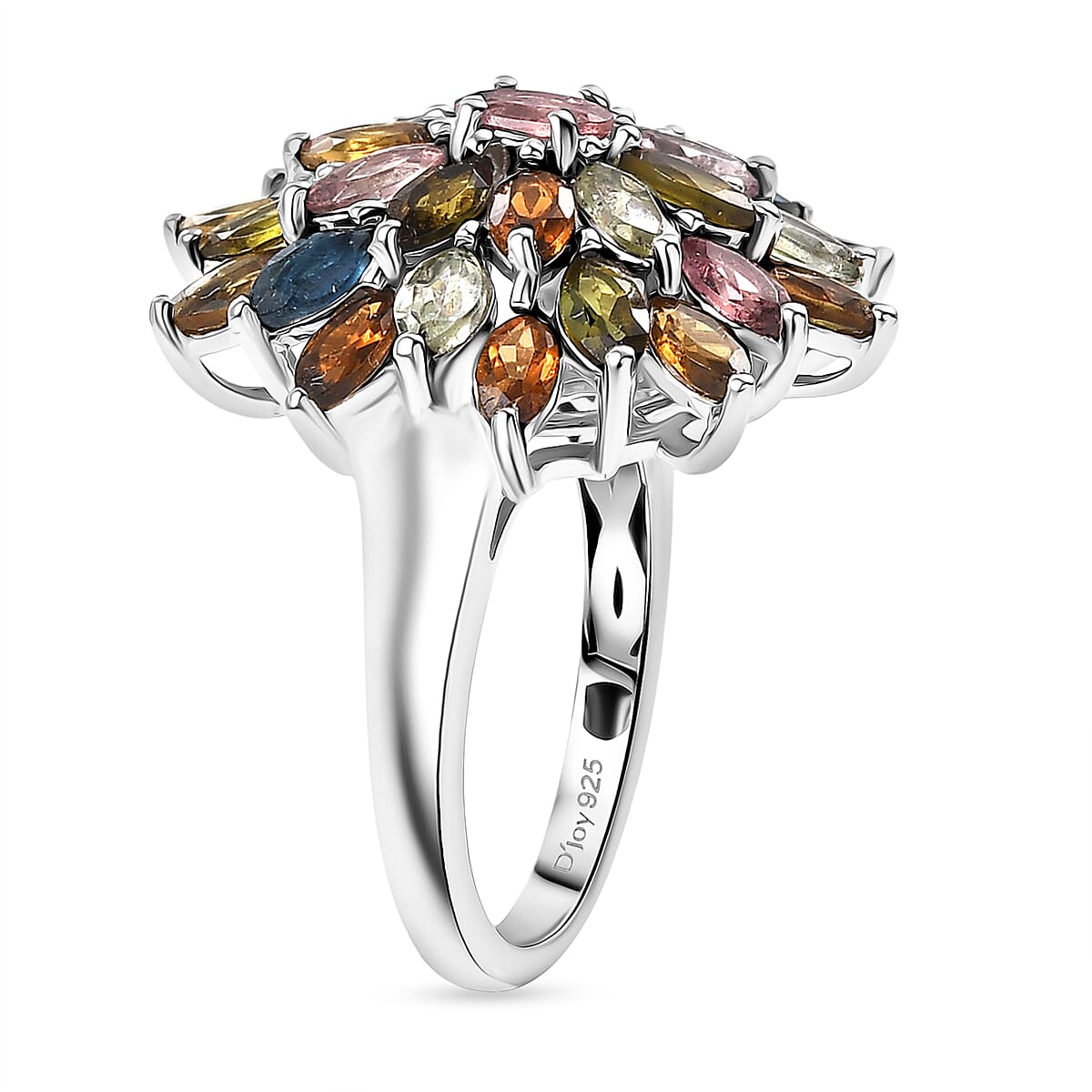 D'Joy Premium Multi-Tourmaline 4.20 ctw Ring in Rhodium Over Sterling Silver (Size 8.0) image number 3