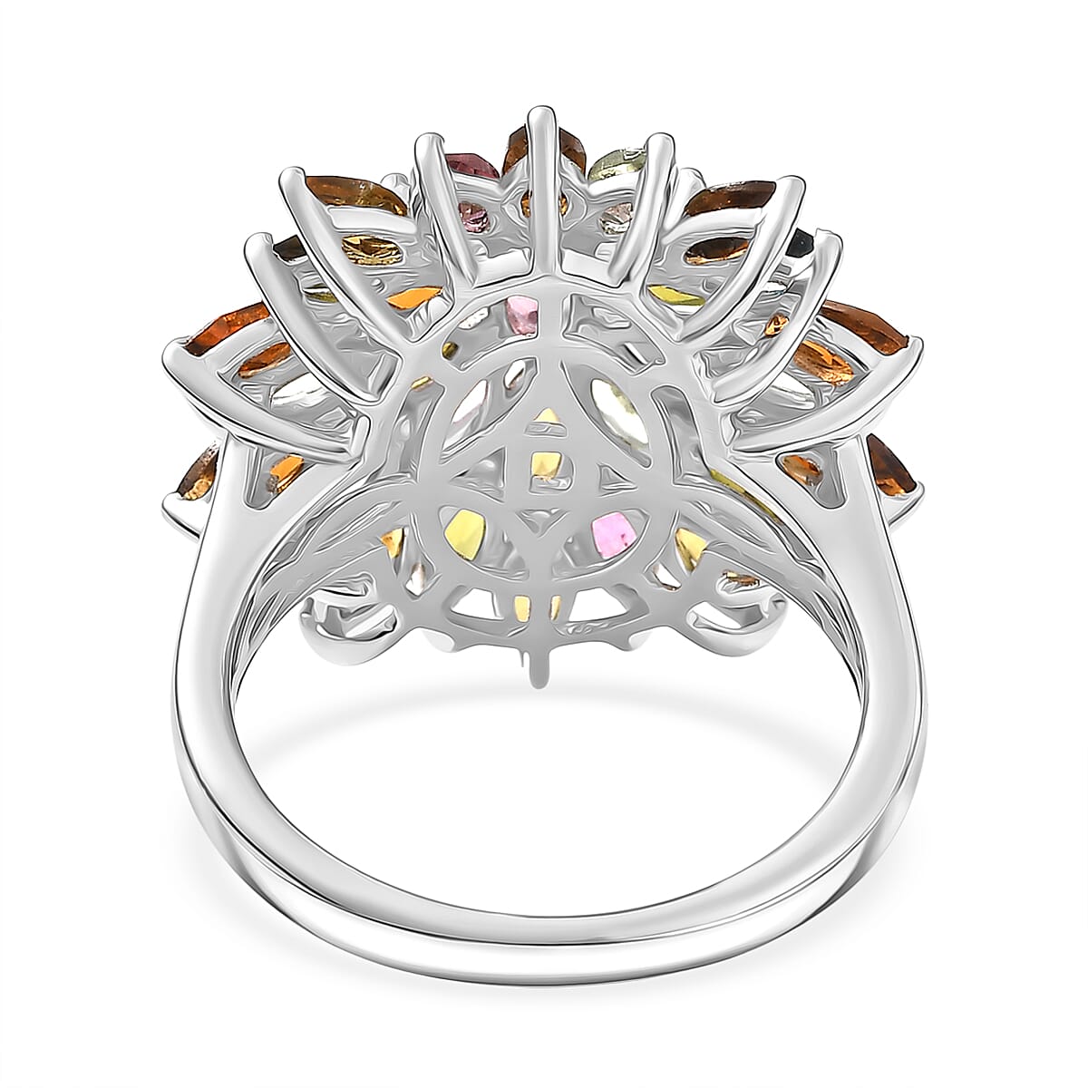 D'Joy Premium Multi-Tourmaline 4.20 ctw Ring in Rhodium Over Sterling Silver (Size 9.0) image number 4