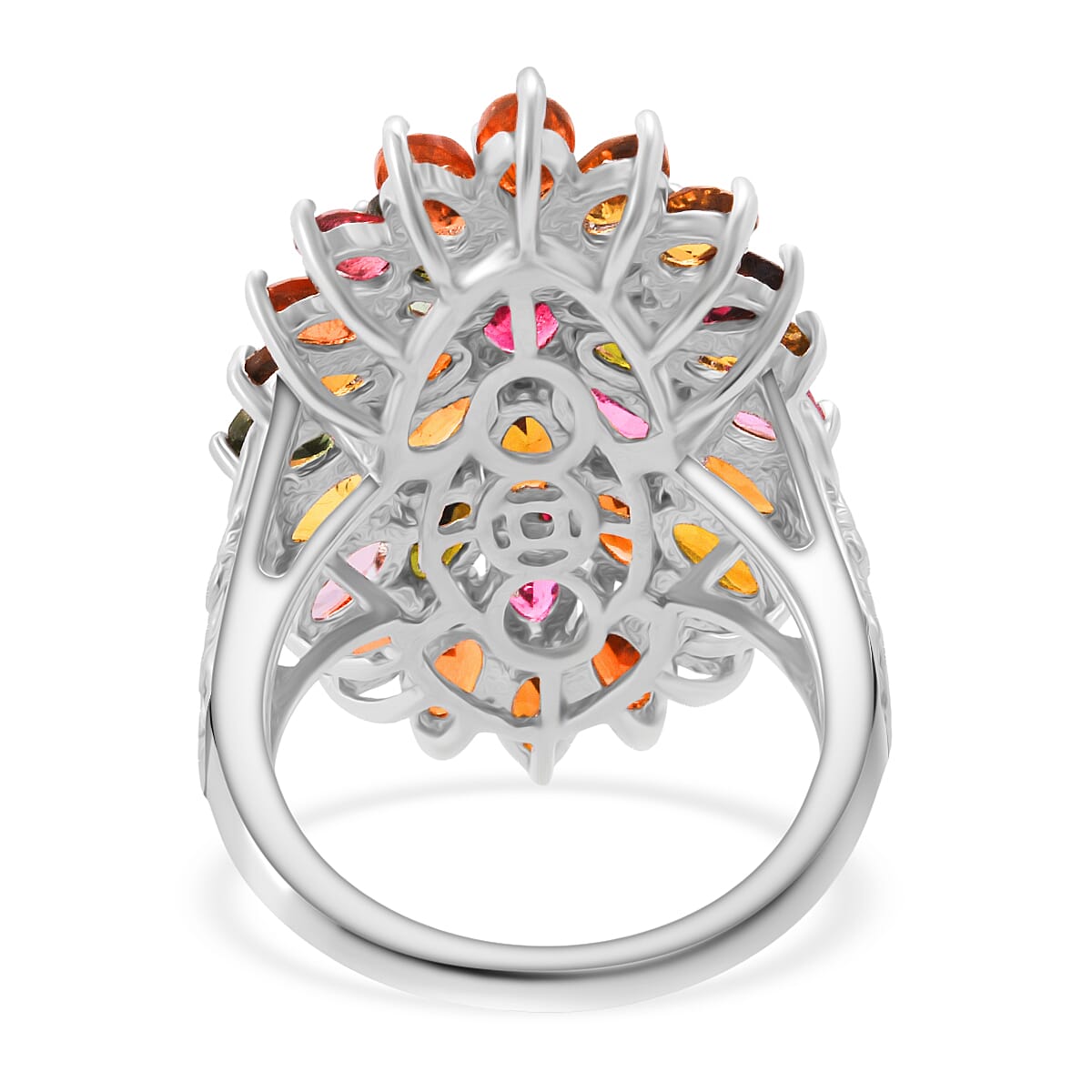 Doorbuster D'Joy Morro Redondo Pink Tourmaline and Multi-Tourmaline 7.70 ctw Ring in Rhodium Over Sterling Silver (Size 10.0) image number 4