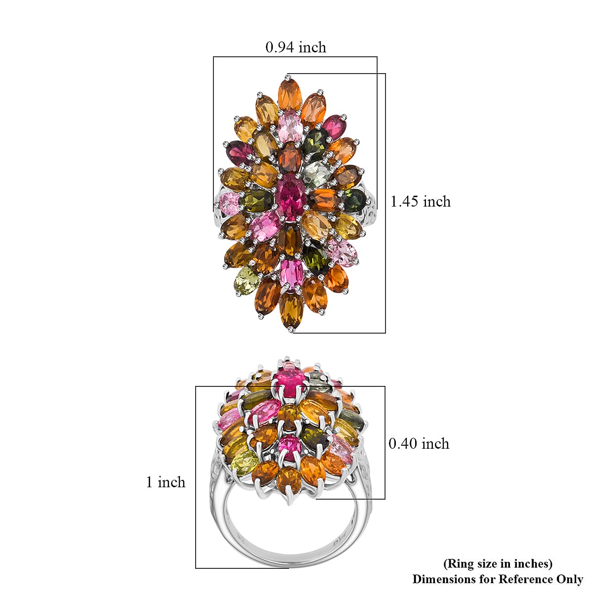D'Joy Multi-Tourmaline Rainbows Promise Ring in Rhodium Over Sterling Silver 7.70 ctw (Size 5.0) image number 5