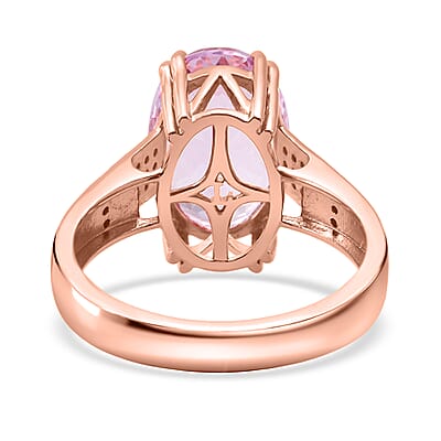 AAA Martha Rocha Kunzite, Lab Grown Diamond Ring in 18K Vermeil RG Over Sterling Silver 9.20 ctw (Size 10.0)