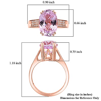 AAA Martha Rocha Kunzite, Lab Grown Diamond Ring in 18K Vermeil RG Over Sterling Silver 9.20 ctw (Size 10.0)