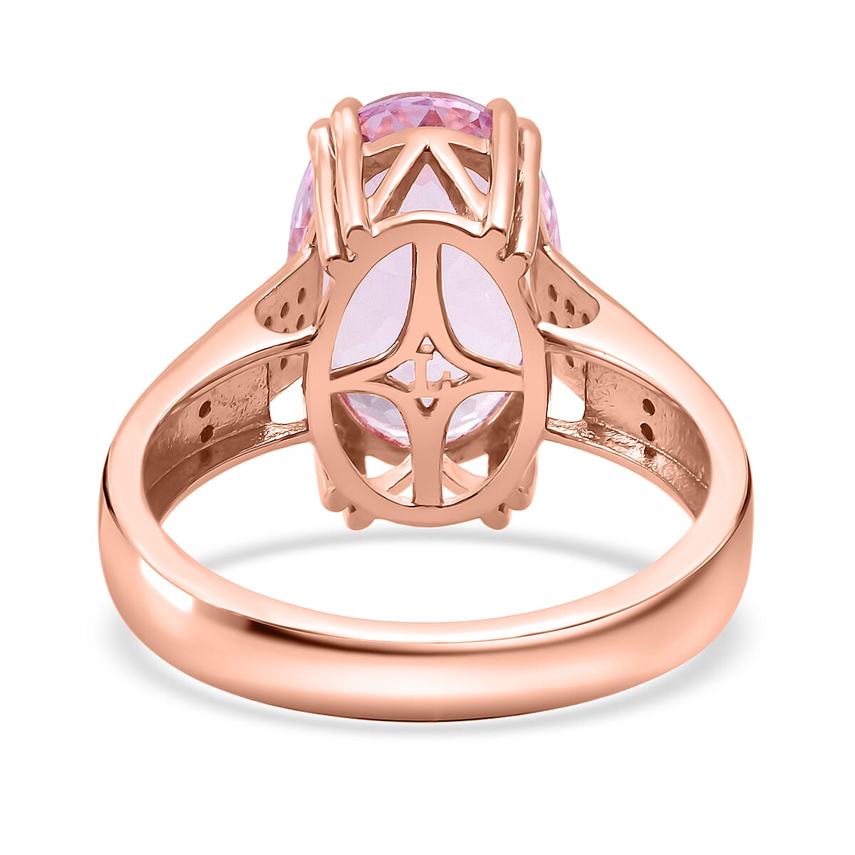 Doorbuster AAA Martha Rocha Kunzite and Luxuriant Lab Grown Diamond G-H SI 9.20 ctw Eternal Romance Ring in 18K Vermeil Rose Gold Over Sterling Silver (Size 8.0) image number 4