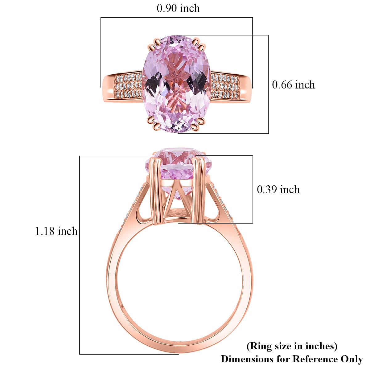 Doorbuster AAA Martha Rocha Kunzite and Luxuriant Lab Grown Diamond G-H SI 9.20 ctw Eternal Romance Ring in 18K Vermeil Rose Gold Over Sterling Silver (Size 8.0) image number 5