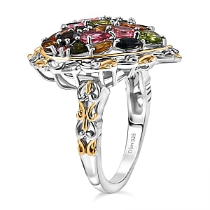 D'Joy Multi-Tourmaline Ring in 18K Vermeil YG and Rhodium Over Sterling Silver 2.80 ctw (Size 10.0)