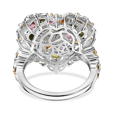 D'Joy Multi-Tourmaline Ring in 18K Vermeil YG and Rhodium Over Sterling Silver 2.80 ctw (Size 10.0)