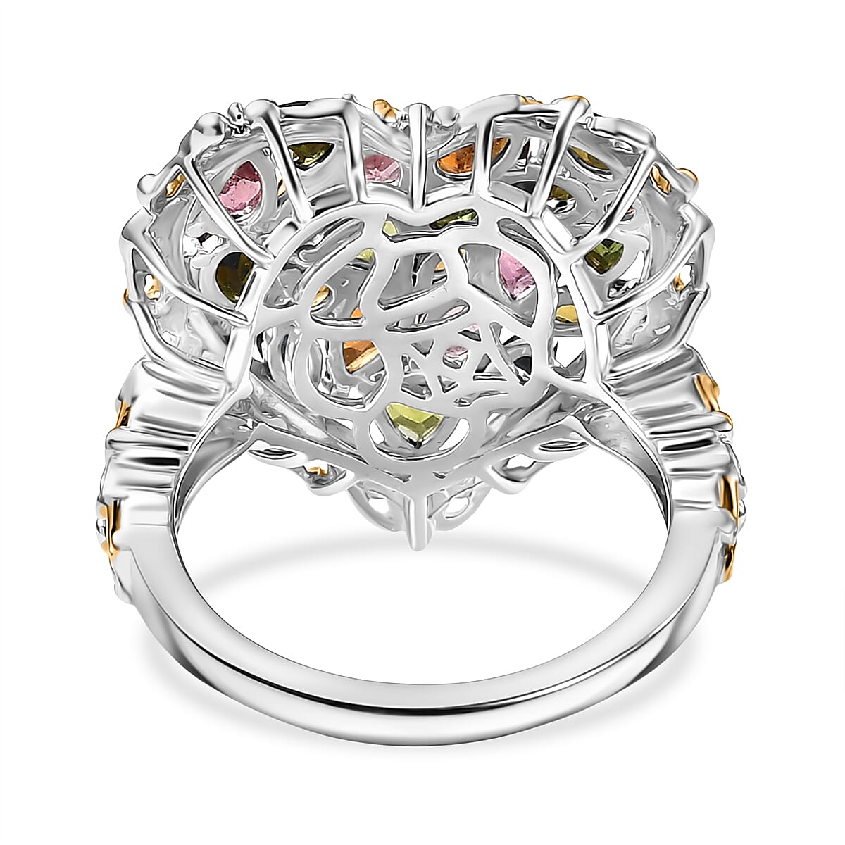 D'Joy Multi-Tourmaline Ring in 18K Vermeil YG and Rhodium Over Sterling Silver 2.80 ctw (Size 6.0) image number 4