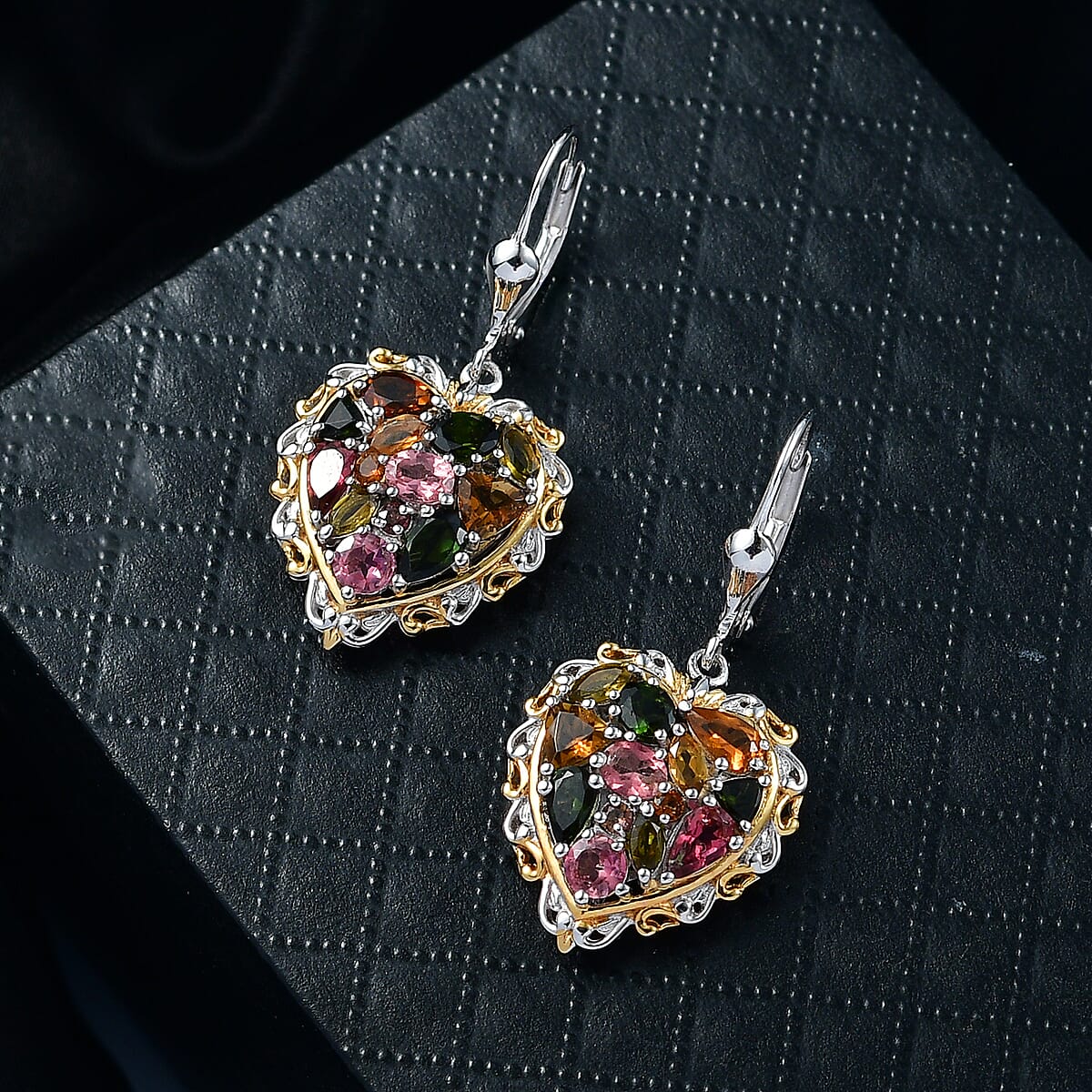 D'Joy Premium Multi-Tourmaline 3.50 ctw Earrings in 18K Vermeil YG and Rhodium Over Sterling Silver image number 1