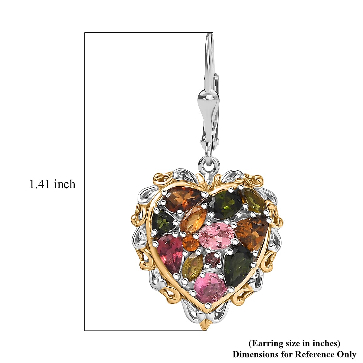 D'Joy Premium Multi-Tourmaline 3.50 ctw Earrings in 18K Vermeil YG and Rhodium Over Sterling Silver image number 5