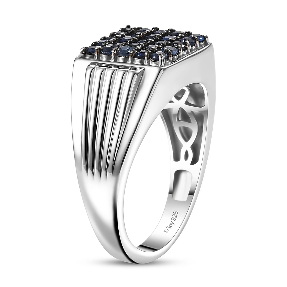 D'Joy Premium Ceylon Blue Sapphire 1.10 ctw Men's Ring in Rhodium Over Sterling (Size 10.0) (Del. in 8-10 Days) image number 1