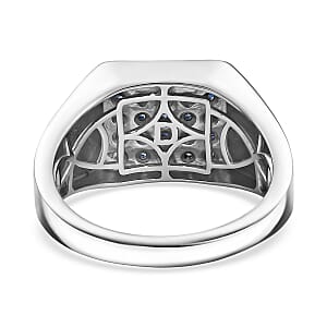 D'Joy Ceylon Blue Sapphire Men's Ring in Rhodium Over Sterling 1.10 ctw (Size 10.0) (Del. in 8-10 Days)