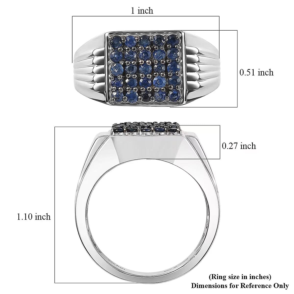 D'Joy Ceylon Blue Sapphire Men's Ring in Rhodium Over Sterling  1.10 ctw (Size 12.0) (Del. in 8-10 Days) image number 5