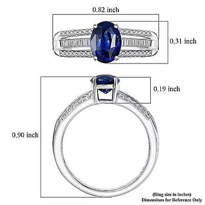 Rhapsody AAAA Ceylon Blue Sapphire, Diamond Line Ring in 950 Platinum 1.60 ctw (Size 12.0)