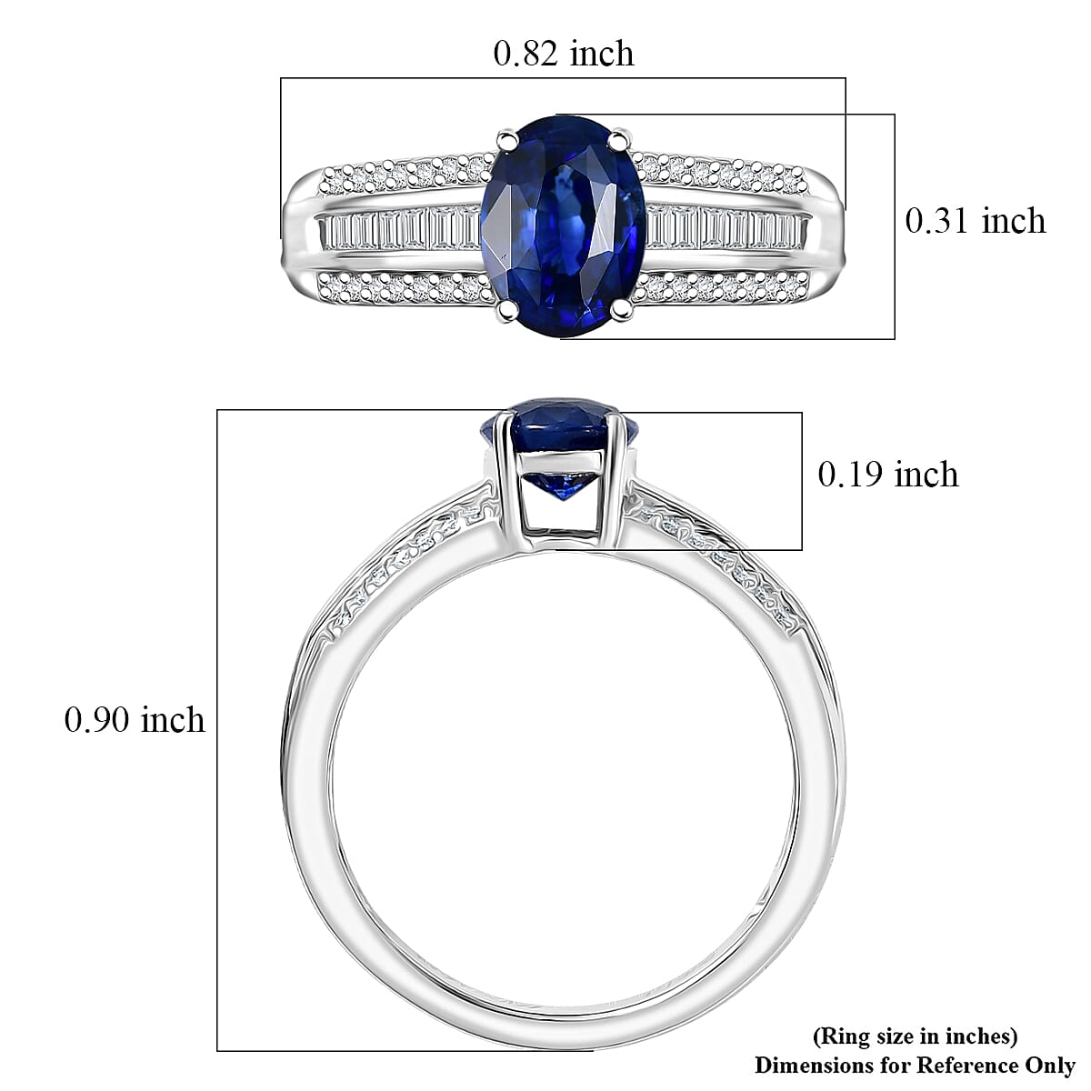 Rhapsody 950 Platinum AAAA Ceylon Blue Sapphire, Diamond (E-F, VS) (0.28 cts) Crown Line Ring (Size 6.0) (6.25 g) 1.60 ctw image number 5