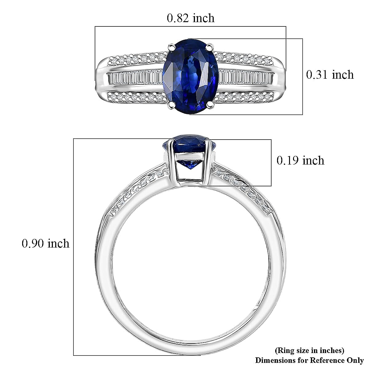 Rhapsody AAAA Ceylon Blue Sapphire and Diamond E-F VS 1.60 ctw Crown Line Ring in 950 Platinum (Size 6.5) 6.25 Grams image number 5