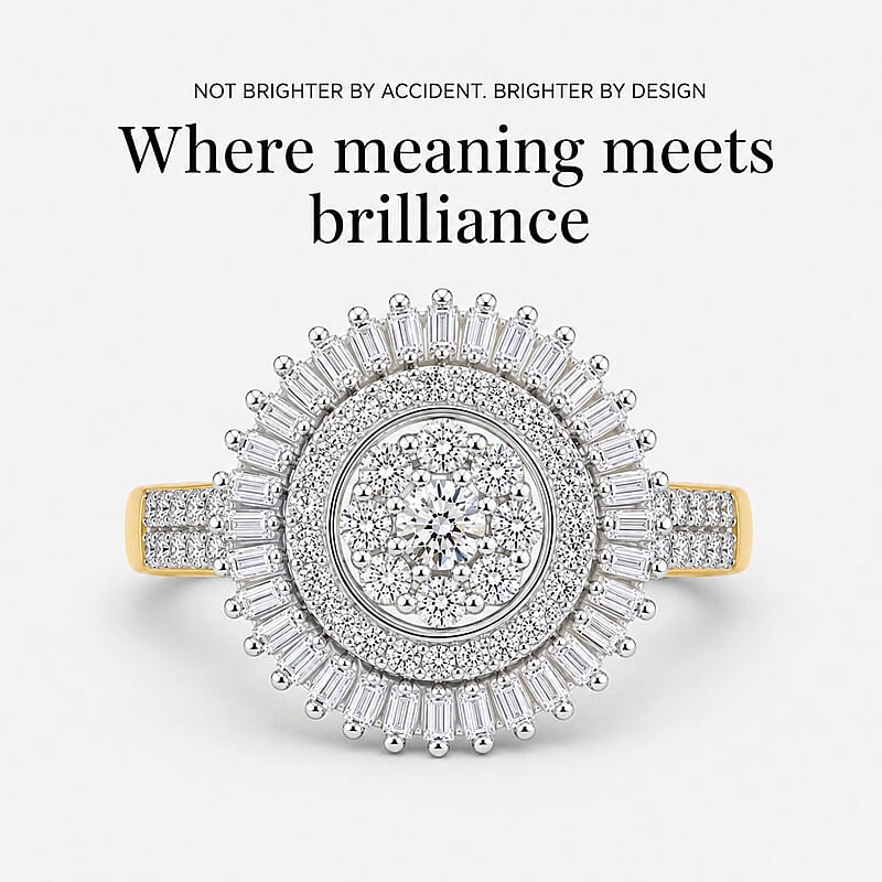 Luxuriant Lab Grown Diamond G-H SI 1.00 ctw Sunburst Halo Ring in 18K Vermeil Yellow Gold Over Sterling Silver (Size 10.0)
