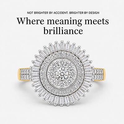 Luxuriant Lab Grown Diamond G-H SI 1.00 ctw Sunburst Halo Ring in 18K Vermeil Yellow Gold Over Sterling Silver (Size 6.0)