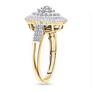 Luxuriant Lab Grown Diamond G-H SI 1.00 ctw Sunburst Halo Ring in 18K Vermeil Yellow Gold Over Sterling Silver (Size 6.0)