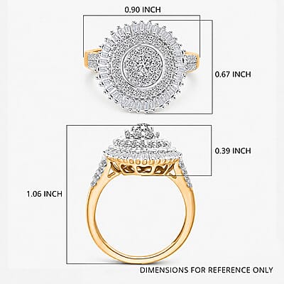 Luxuriant Lab Grown Diamond G-H SI 1.00 ctw Sunburst Halo Ring in 18K Vermeil Yellow Gold Over Sterling Silver (Size 7.0)