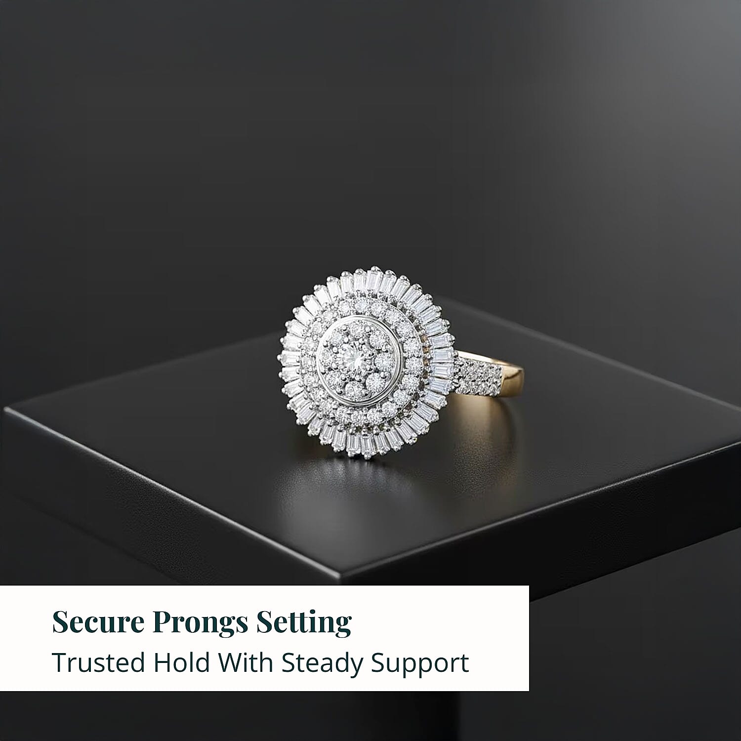 Luxuriant Lab Grown Diamond G-H SI 1.00 ctw Sunburst Halo Ring in 18K Vermeil Yellow Gold Over Sterling Silver (Size 8.0)