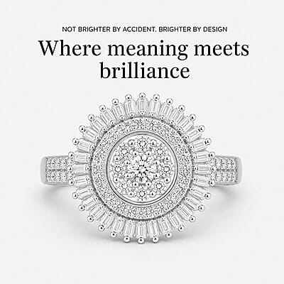 Luxuriant Lab Grown Diamond G-H SI 1.00 ctw Sunburst Halo Ring in Rhodium Over Sterling Silver (Size 10.0)