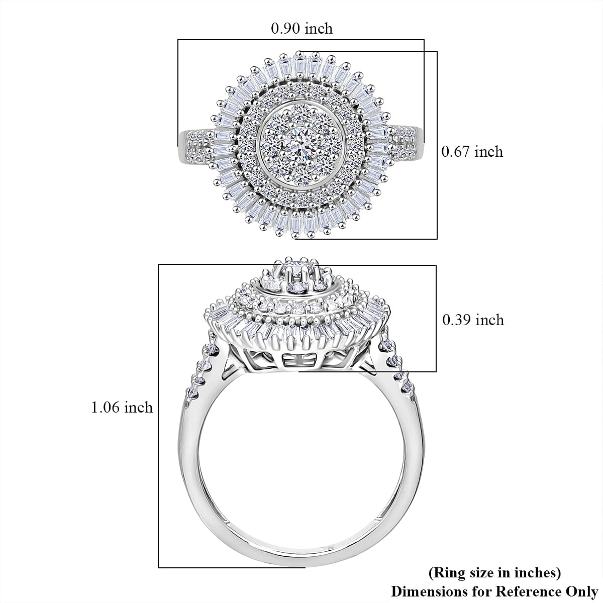 Luxuriant Lab Grown Diamond G-H SI 1.00 ctw Sunburst Halo Ring in Rhodium Over Sterling Silver (Size 10.0) image number 5