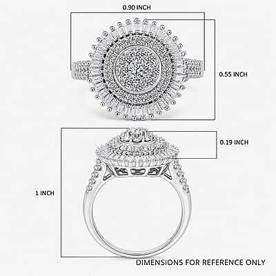 Luxuriant Lab Grown Diamond G-H SI 1.00 ctw Sunburst Halo Ring in Rhodium Over Sterling Silver (Size 10.0)