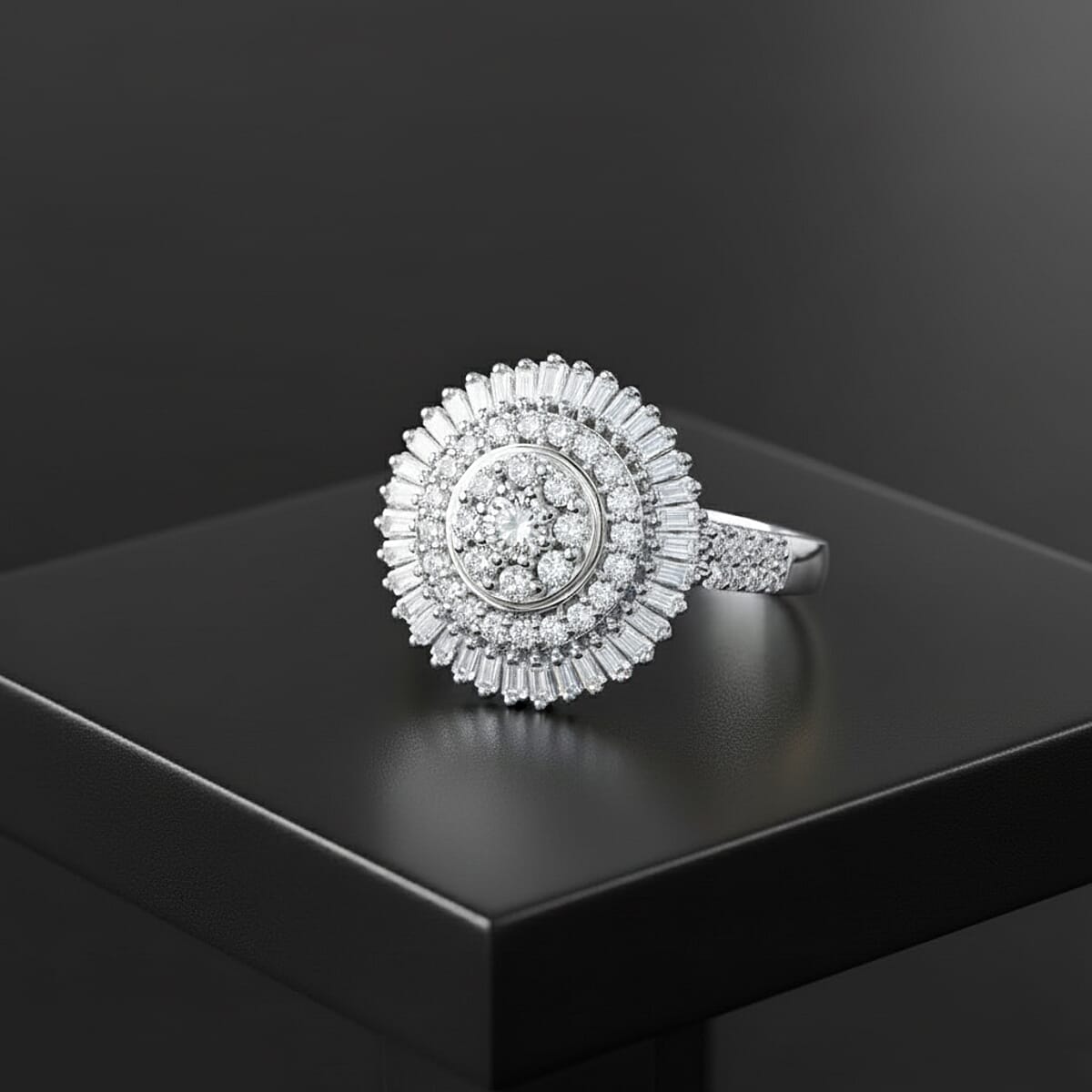 Luxuriant Lab Grown Diamond G-H SI 1.00 ctw Ring in Rhodium Over Sterling Silver (Size 8.0) image number 1