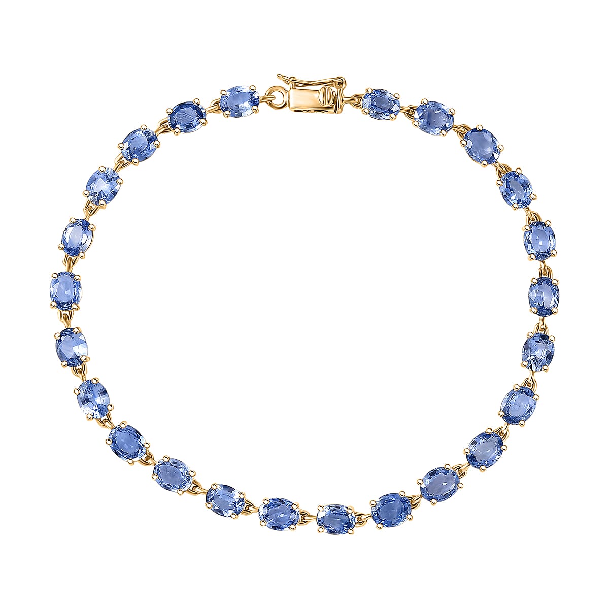 Luxoro AAA Ceylon Blue Sapphire 10.50 ctw Blue Majesty Tennis Bracelet in 10K Yellow Gold (7.25 In) image number 0