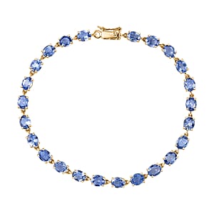 Luxoro AAA Ceylon Blue Sapphire 10.50 ctw Blue Majesty Tennis Bracelet in 10K Yellow Gold (7.25 In)