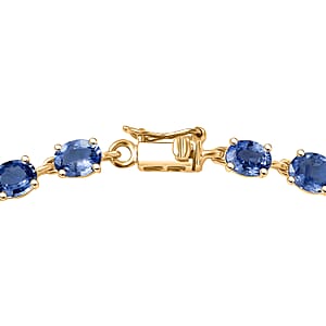 Luxoro AAA Ceylon Blue Sapphire Tennis Bracelet in 10K Yellow Gold 10.50 ctw (7.25 Inches)