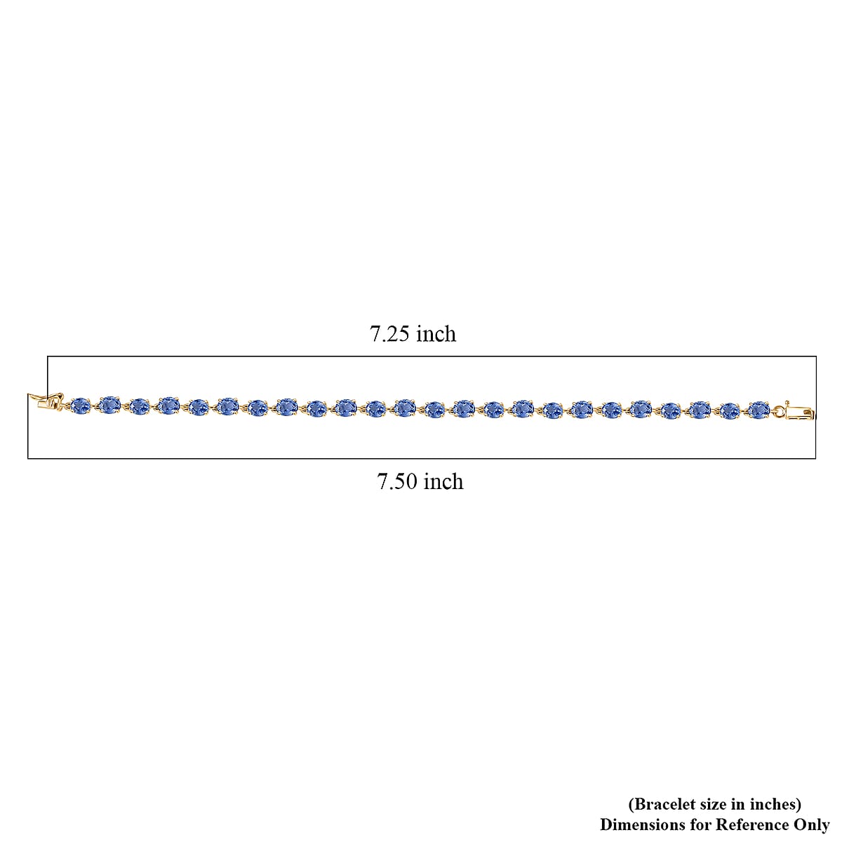Luxoro AAA Ceylon Blue Sapphire 10.50 ctw Blue Majesty Tennis Bracelet in 10K Yellow Gold (7.25 In) image number 4