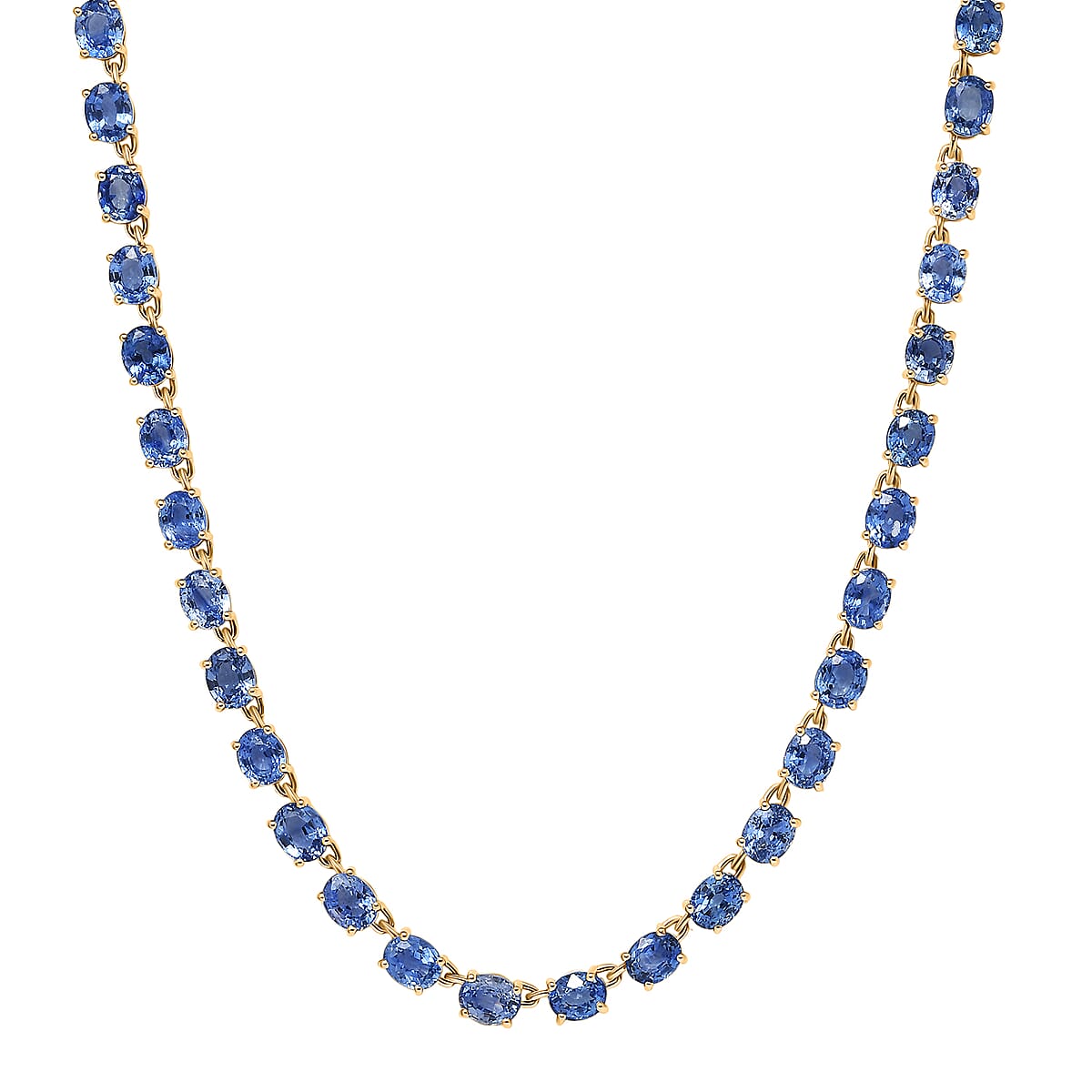 Luxoro AAA Ceylon Blue Sapphire 25.40 ctw Majesty Tennis Necklace in 10K White Gold 10.70 Grams 18 Inches (Del. in 10-15 Days) image number 0
