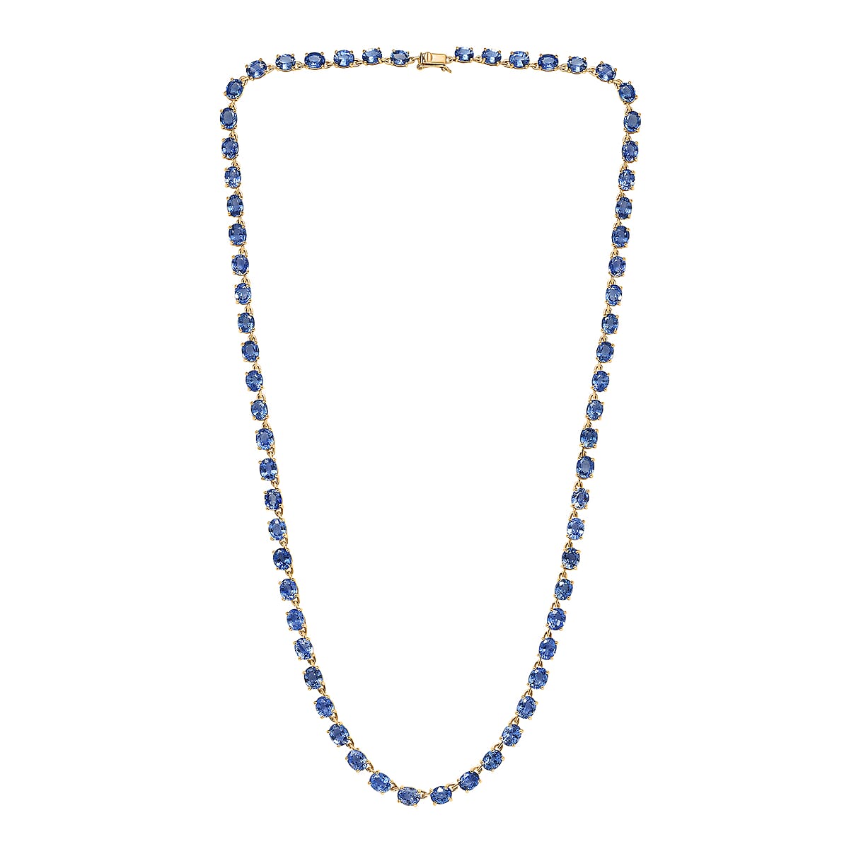 Luxoro AAA Ceylon Blue Sapphire 25.40 ctw Majesty Tennis Necklace in 10K White Gold 10.70 Grams 18 Inches (Del. in 10-15 Days) image number 3