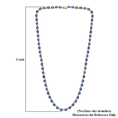 Luxoro AAA Ceylon Blue Sapphire Tennis Necklace in 10K Yellow Gold 25.40 ctw (18 Inches)