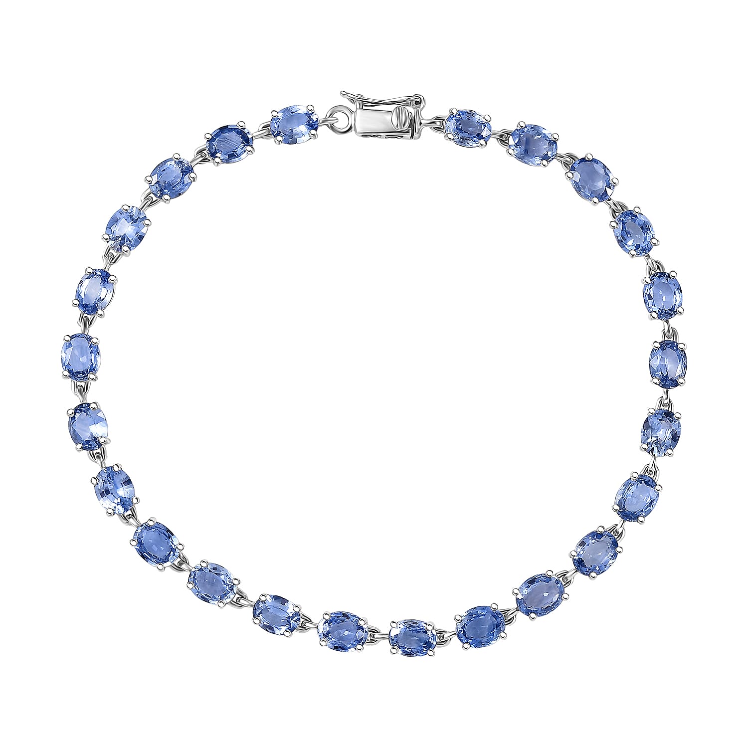 Luxoro 10K Yellow Gold AAA Ceylon Blue Sapphire Blue Majesty Tennis Bracelet (7.25 In) 10.50 ctw
