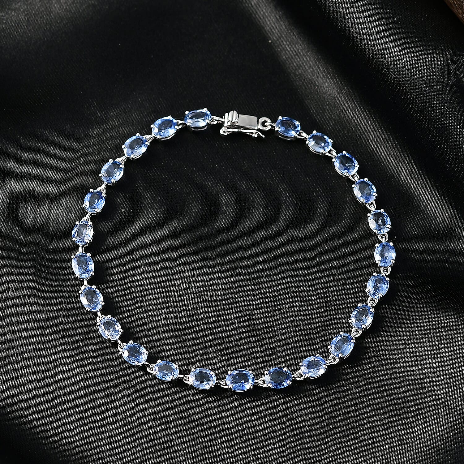 Luxoro AAA Ceylon Blue Sapphire Tennis Bracelet in 10K White Gold 10.50 ctw (7.25 Inches)