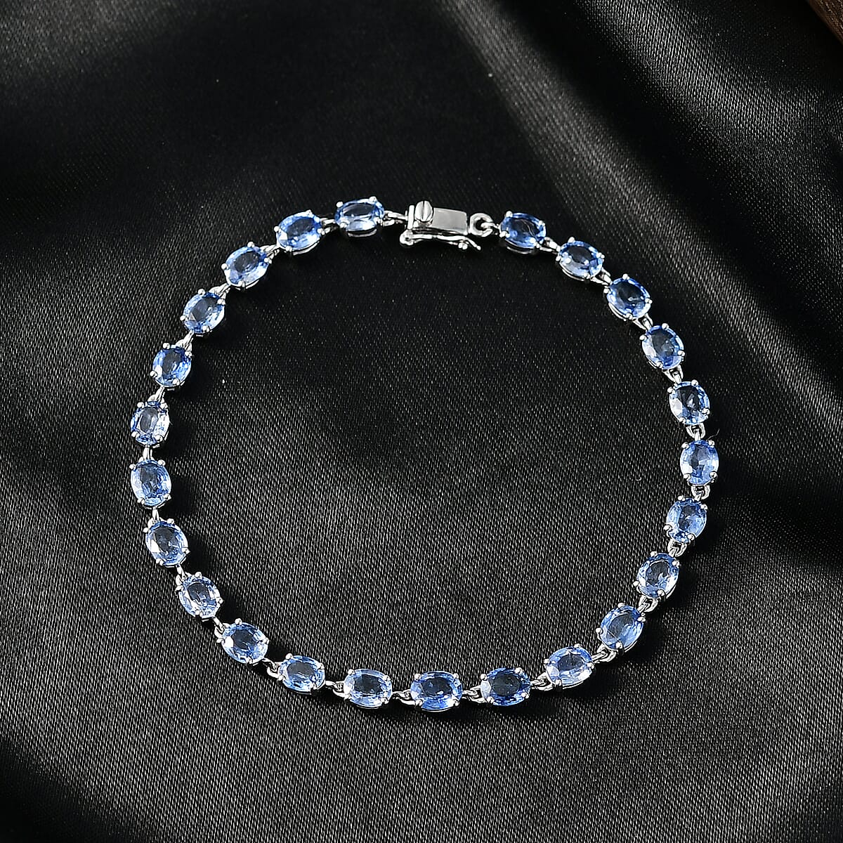 Luxoro AAA Ceylon Blue Sapphire Tennis Bracelet in 10K White Gold 10.50 ctw (7.25 Inches) image number 1